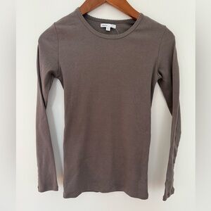 NWT Women GAP PJ Top T Shirt Long Sleeve Brown Tee Top Size XS